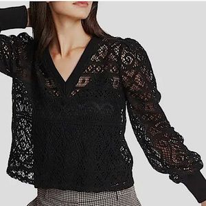 1.STATE black lace long sleeve top